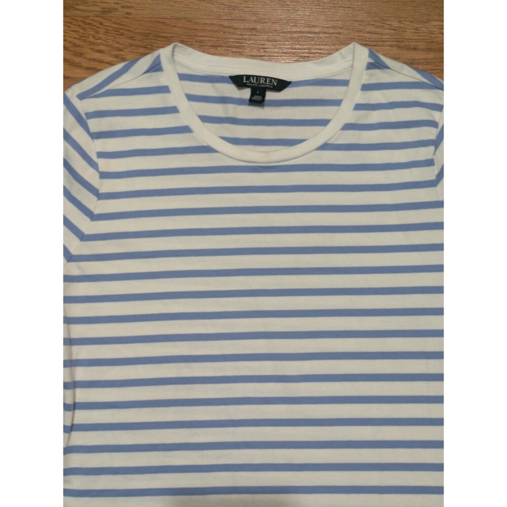 Laura Ralph Lauren Women's 3/4 Sleeve Striped Blouse, Large